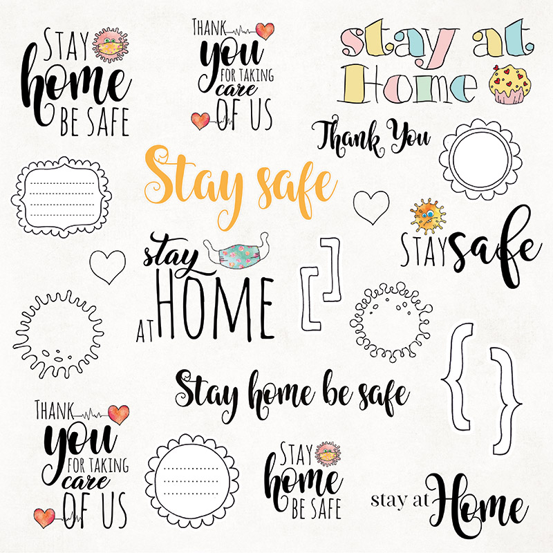 CP-SAH07 Papier jednostronny-elementy-Craft&You Design 30,5x30,5 Stay at Home 07