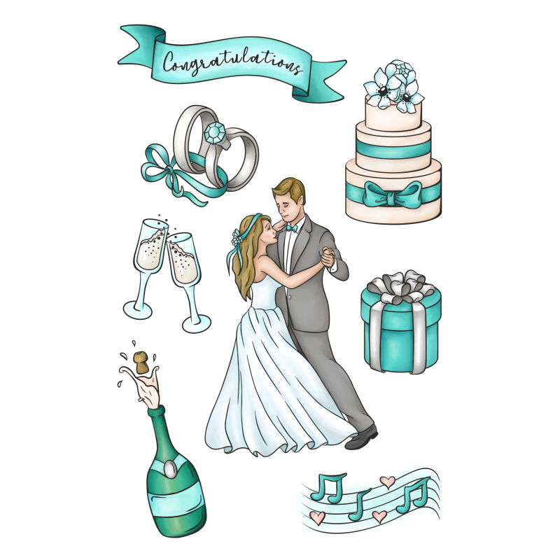 HS0102 Zestaw stempli -ślunbne-Romantic wedding - Celebration