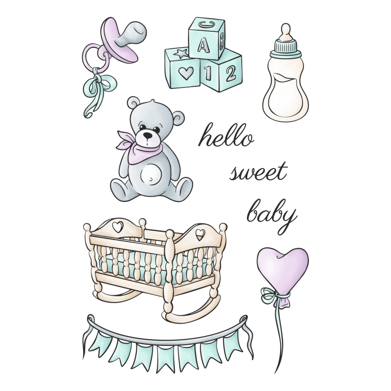 HS0202 Zestaw stempli dziecięce- Sweet baby - Arrival