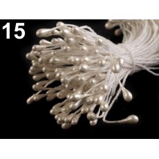 080911-15 Pręciki do kwiatków -perłowy błyszczący mała wiązka ok.150 szt