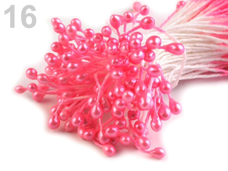 080911-16 Pręciki do kwiatków -perłowy różowy mała wiązka ok.150 szt