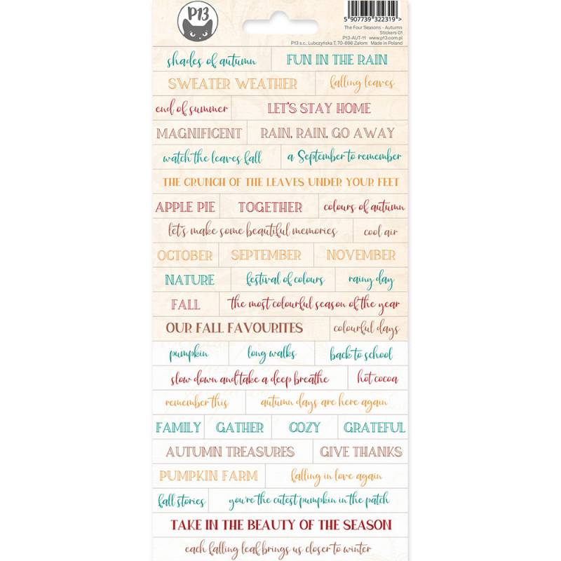 P13-AUT-11 ARKUSZ NAKLEJEK THE FOUR SEASONS - AUTUMN 01, 10,5 X 23CM