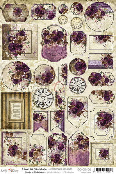 CC-CB-36 PLUM IN CHOCOLATE-CARDBOARD DIE CUTS