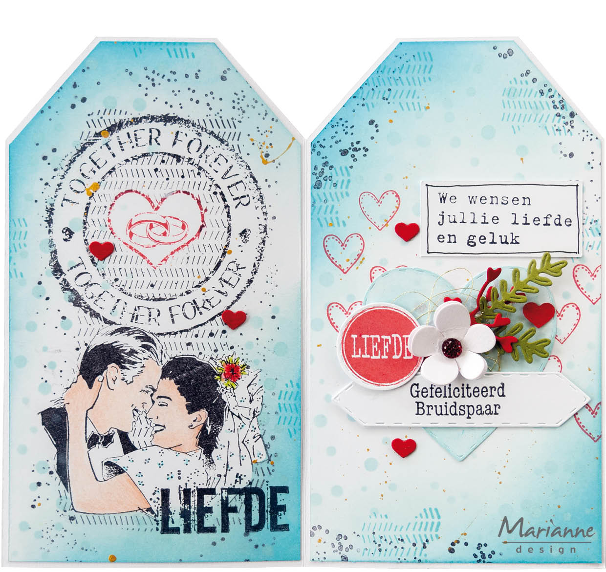 MM1642 Stemple Marianne Design - Art stamps - TOGETHER FOREVER - ślub, miłość, na zawsze razem, tło