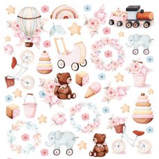 CP-BT08 Papier jednostronny-elementy-Craft&You Design 30,5x30,5 BABY TOYS 08