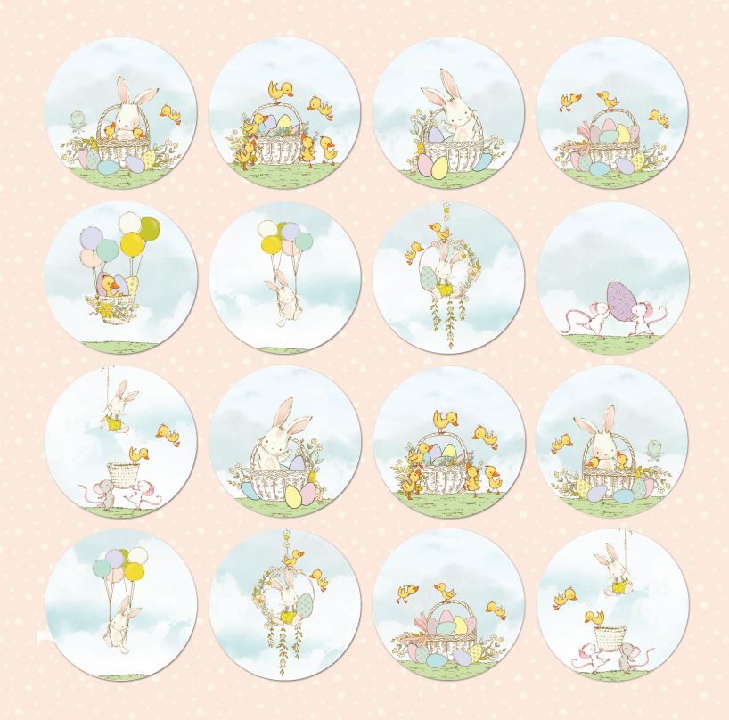 CP-HBU08 Papier jednostronny-elementy-Craft&You Design 30,5x30,5 HOPPING BUNNIES 08