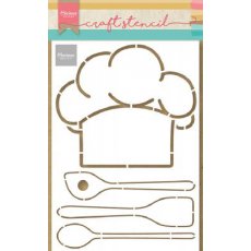 PS8086 Maska Marianne Design - Craft stencil - A5-  CHEFS HAT & UTENSILS - czapka kucharska