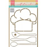 PS8086 Maska Marianne Design - Craft stencil - A5-  CHEFS HAT & UTENSILS - czapka kucharska