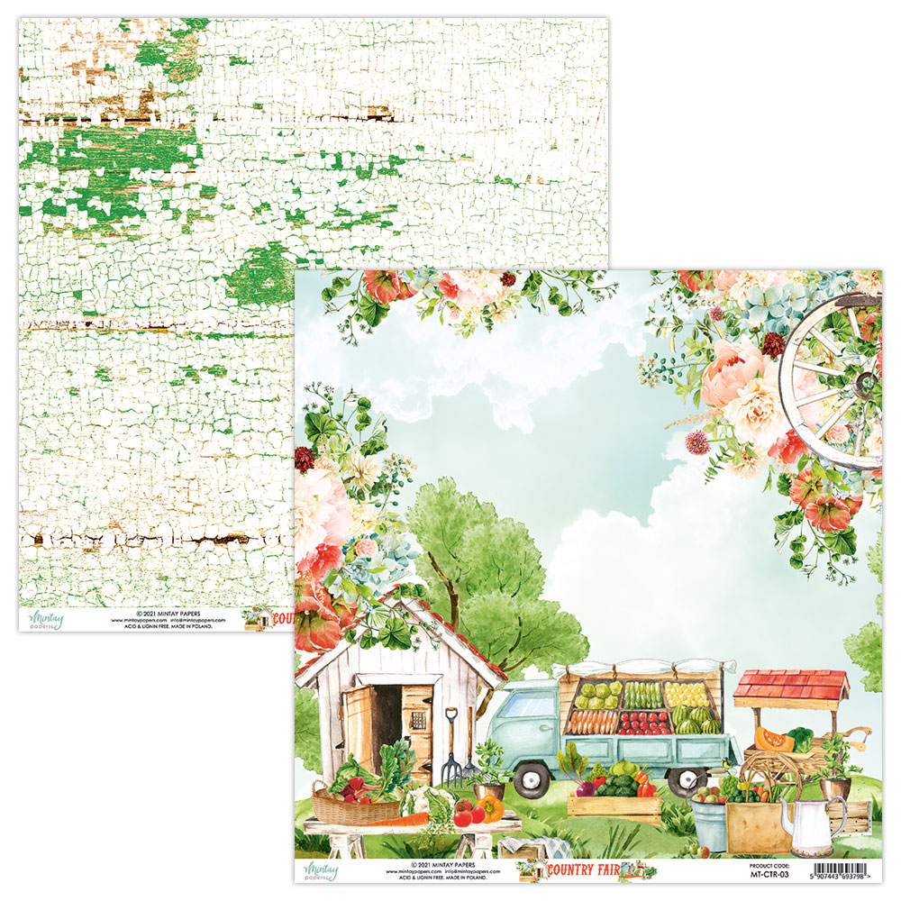 MT-CTR-03 COUNTRY FAIR 03 - MINTAY PAPERS - papier dwustronny 30,5x30,5cm