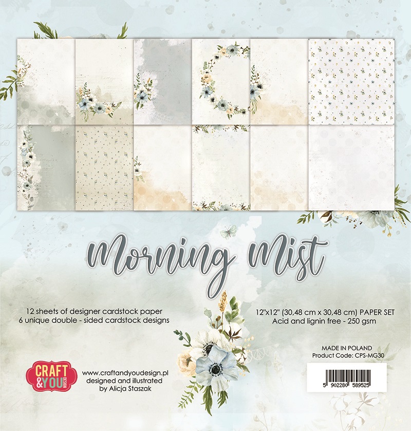 CPS-MM30 Zestaw papierów 30,5x30,5cm-Craft&You Design - MORNING MIST