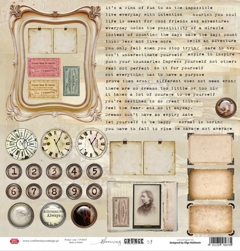 CP-BG07 Papier jednostronny-elementy-Craft&You Design 30,5x30,5 BLOOMING GRUNGE 07