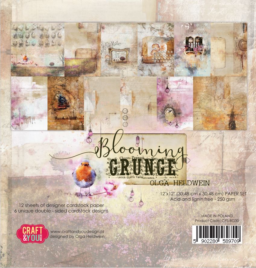 CPS-BG30 Zestaw papierów 30,5x30,5cm-Craft&You Design - BLOOMING GRUNGE