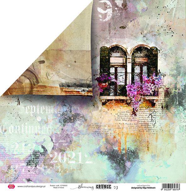 CP-BG03 Papier dwustronny Craft&You Design 30,5x30,5 BLOOMING GRUNGE 03