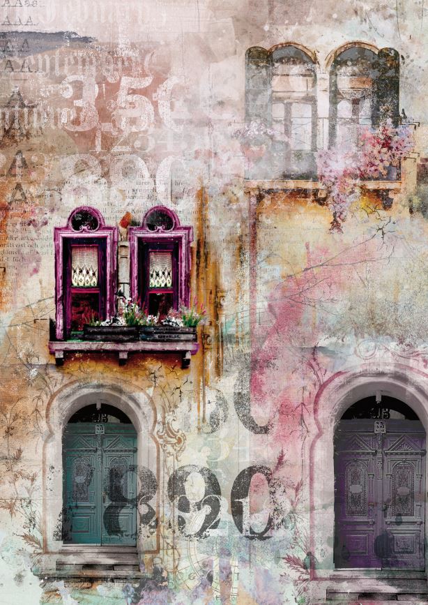 CR01-BG01 Papier ryżowy - Craft&You Design A4 BLOOMING GRUNGE 01
