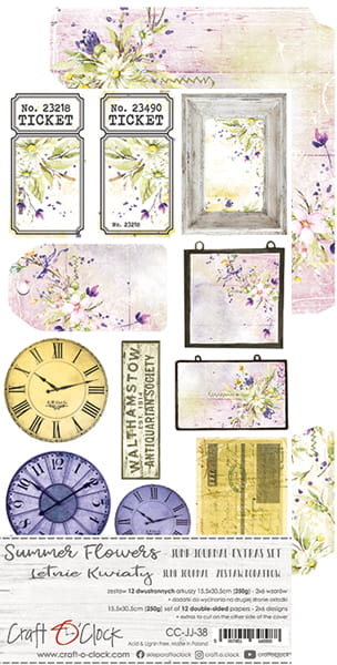 CC-JJ-38 SUMMER FLOWERS - JUNK JOURNAL SET - zestaw dodatków