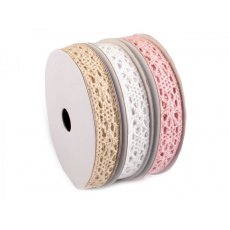 180775-2 Koronka bawełniana mix szerokość 13 mm - biały, beż, róż - 3x 5m