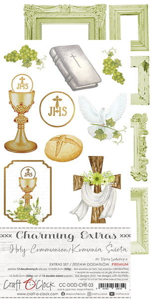 CC-DOD-CHE-03 CHARMING EXTRAS - 03 - KOMUNIA ŚW. - zestaw dodatków PREMIUM 15x30,5cm
