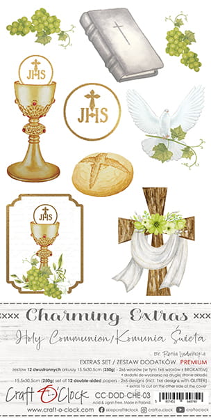 CC-DOD-CHE-03 CHARMING EXTRAS - 03 - KOMUNIA ŚW. - zestaw dodatków PREMIUM 15x30,5cm