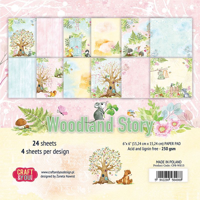 CPB-WS15 Bloczek/Paper pad 15x15 - WOODLAND STORY-Craft&You Design