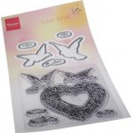 TC0884 Stemple silikonowe z wykrojnikami - TINY'S LOVE BIRDS - serce i gołębie