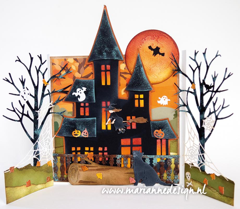 PS8075 Maska Marianne Design - Craft stencil - A5 - HAUNTED HOUSE - dom