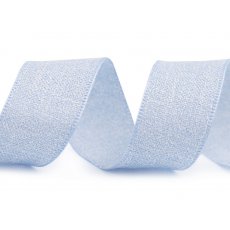 430539-3 Wstążka splot płócienny szerokość 26 mm do pisania, druku, imitacja lnu - niebieski lodowy - 1m