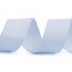 430539-3 Wstążka splot płócienny szerokość 26 mm do pisania, druku, imitacja lnu - niebieski lodowy - 1m