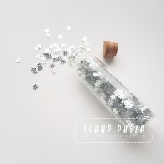 CEK-B-001 Cekiny mini płatki śniegu Ø5 mm - srebrny w buteleczce -ok.10g