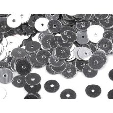 CEK-B-004 Cekiny Ø6 mm metaliczne - płaskie srebrne w buteleczce - ok.10g