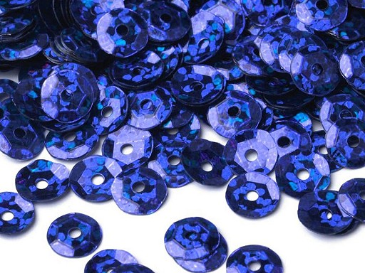 CEK-B-006 Cekiny Ø6 mm łamane holograficzne niebieskie w buteleczce - ok.10g