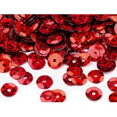 CEK-B-007 Cekiny Ø6 mm łamane holograficzne czerwone w buteleczce - ok.10g