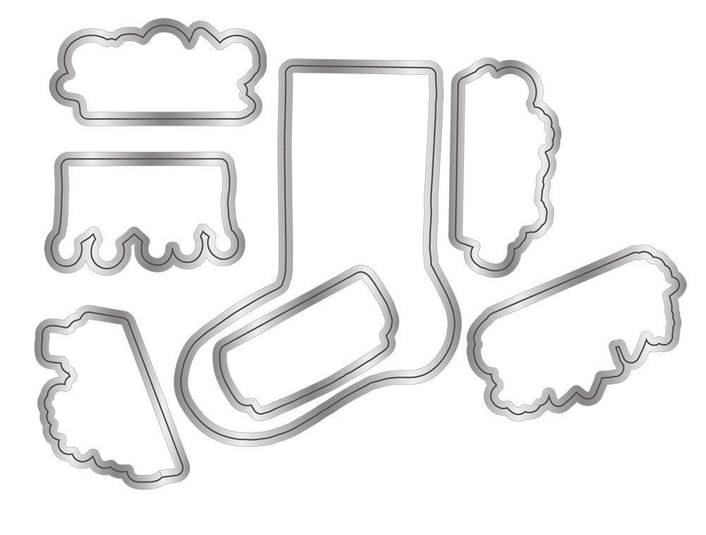 S-TNBC-STD-BAST Stemple akrylowe i wykrojniki - świąteczna skarpeta