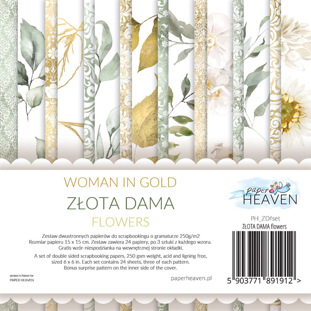 PH_ZDfset Złota dama FLOWERS 15 x 15 cm