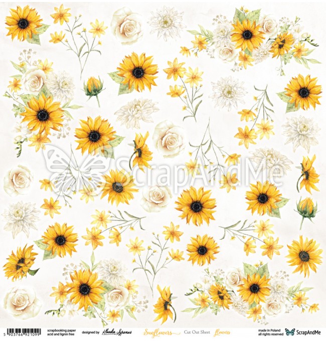 S-12 Sunflowers 12 - Arkusz Do Wycinania 30,5x30,5cm ScrapAndMe