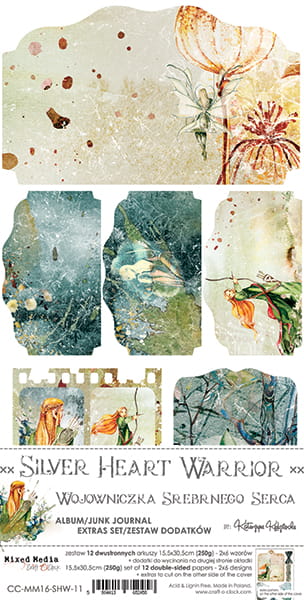 CC-MM16-SHW-11 SILVER HEART WARRIOR - JUNK JOURNAL SET - zestaw dodatków