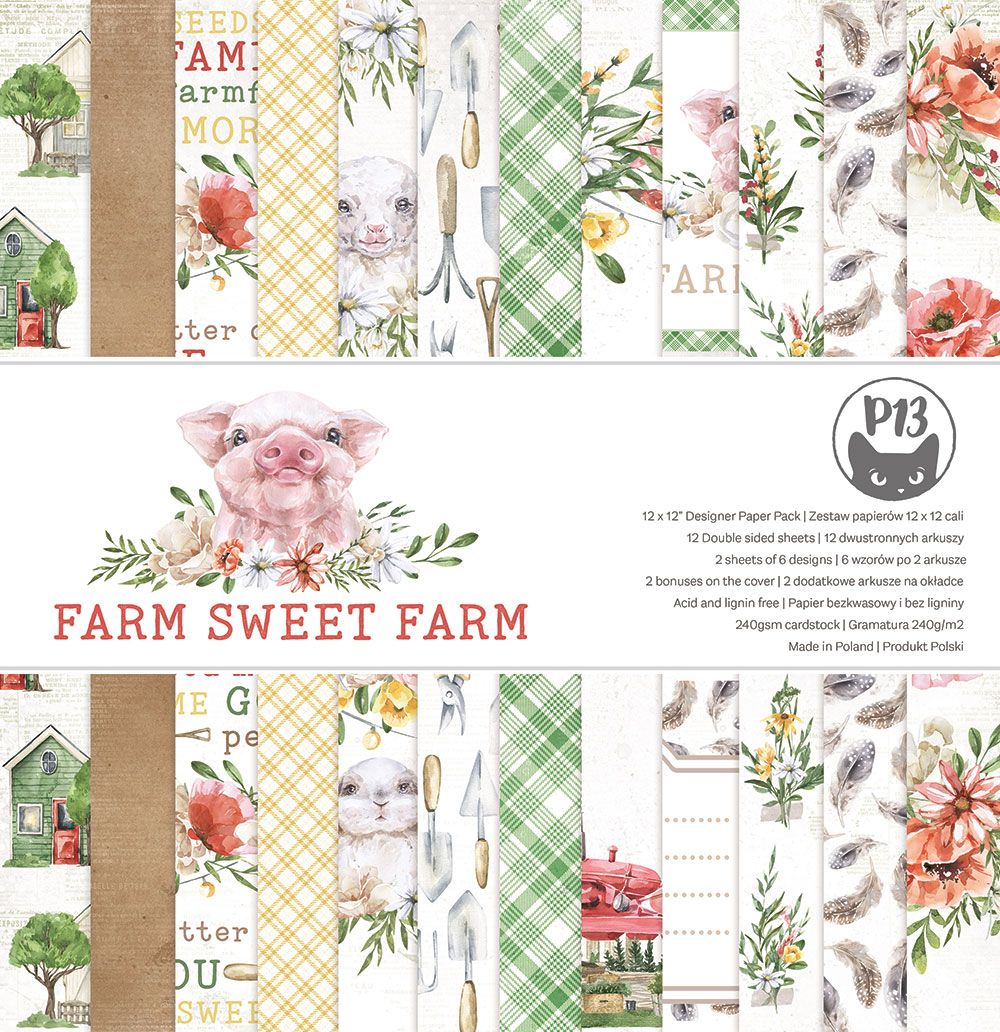 P13-FSF-08 Bloczek papierów Farm Sweet Farm 30,5x30,5cm