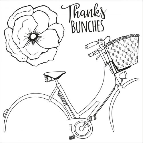 665322 Wykrojnik i stempel Sizzix Framelits Die Set 4PK w/3PK Stamps - Thankful Bicycle