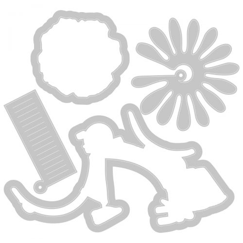 665322 Wykrojnik i stempel Sizzix Framelits Die Set 4PK w/3PK Stamps - Thankful Bicycle