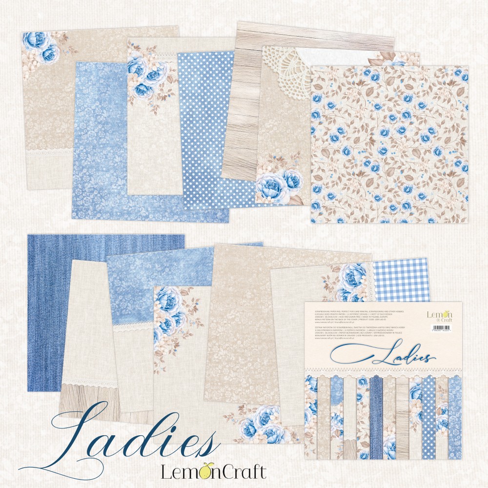 LEM-LAD-01 Zestaw papierów do scrapbookingu 30x30cm - Ladies - Lemoncraft