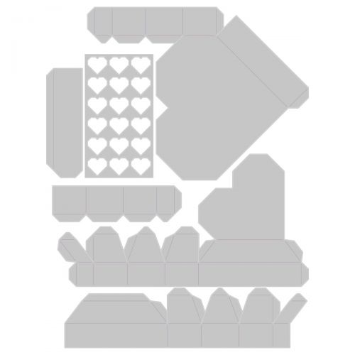 665827 Wykrojnik Sizzix Thinlits Plus Die Set 6PK - Geo Heart Box