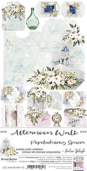 CC-MM18-AW-10 AFTERNOON WALK - JUNK JOURNAL SET - zestaw dodatków