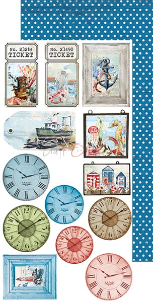 CC-C47-SG-10 SEASIDE GREETINGS - JUNK JOURNAL - zestaw dodatków