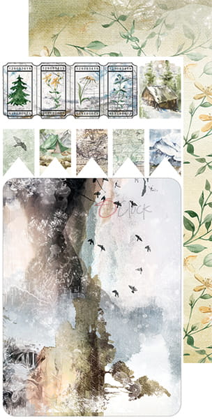 CC-F19-TS-10 TRAIL OF SILENCE - JUNK JOURNAL SET - zestaw dodatków