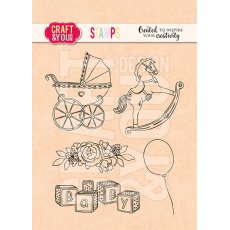 CS022 Zestaw stempli akrylowych -Wózek- Baby Party Stamps Set