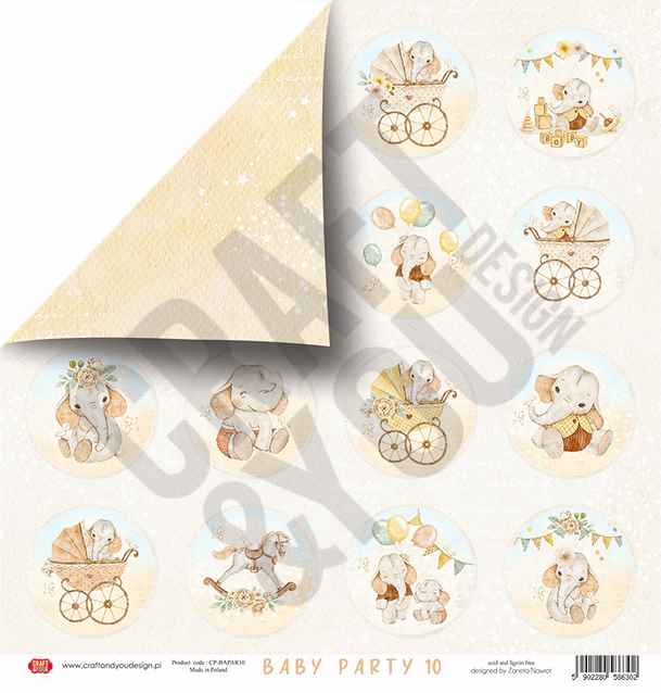 CSET02-BAPAR-8 Kreatywny duży zestaw papierów 30,5x30,5cm Craft&You Design - BABY PARTY