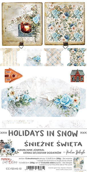 CC-F20-HS-10 HOLIDAYS IN SNOW - JUNK JOURNAL - zestaw dodatków