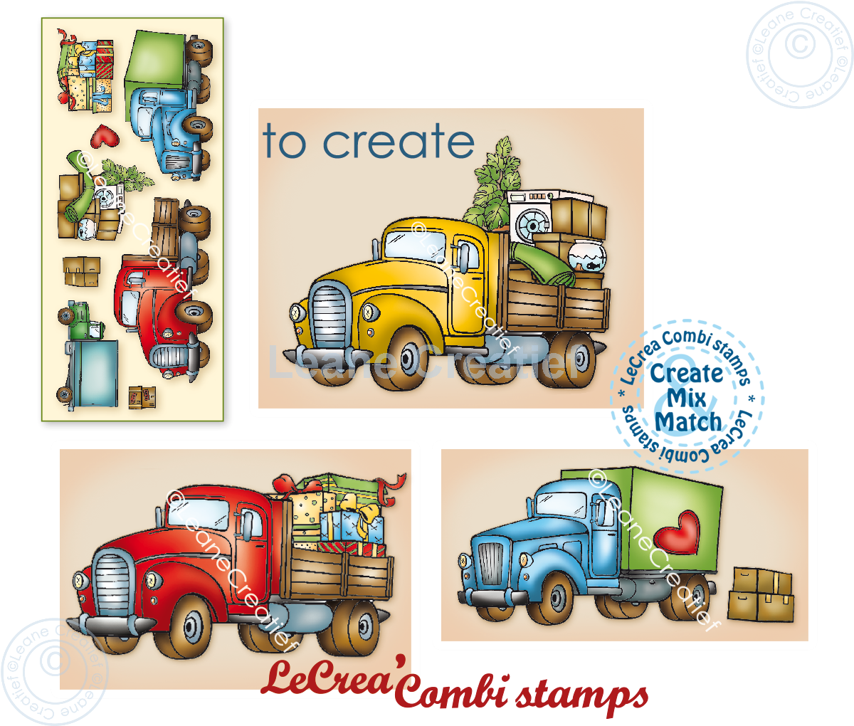 55.8009 Stemple akrylowe Leane Creatief - samochody, ciężarówki