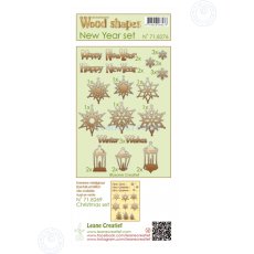 71.8276 Drewniane elementy Leane Creatief  - śnieżynki, lampiony