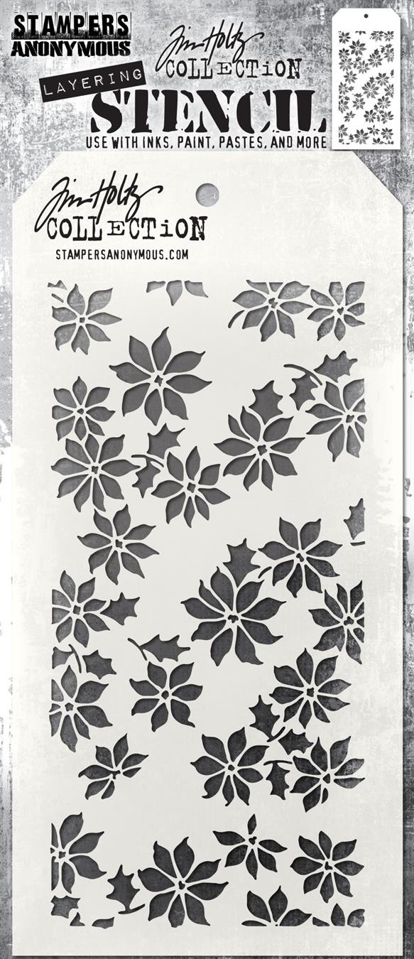 TH-S163 Maska SA / TIM HOLTZ LAYERED STENCIL “Tiny Poinsettia”