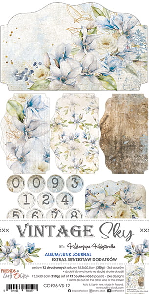 CC-F26-VS-12 VINTAGE SKY - JUNK JOURNAL - ZESTAW DODATKÓW